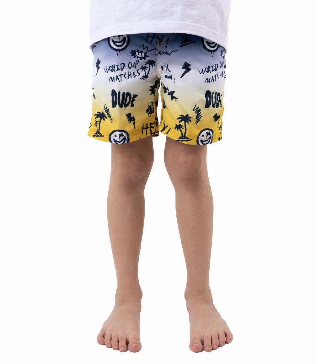 Traje De Baño Con Dibujos Niño Mostaza Black and Blue-0