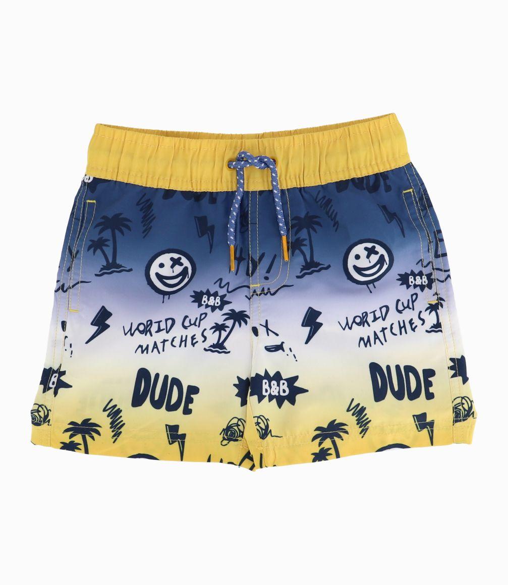 Traje De Baño Con Dibujos Niño Mostaza Black and Blue-1
