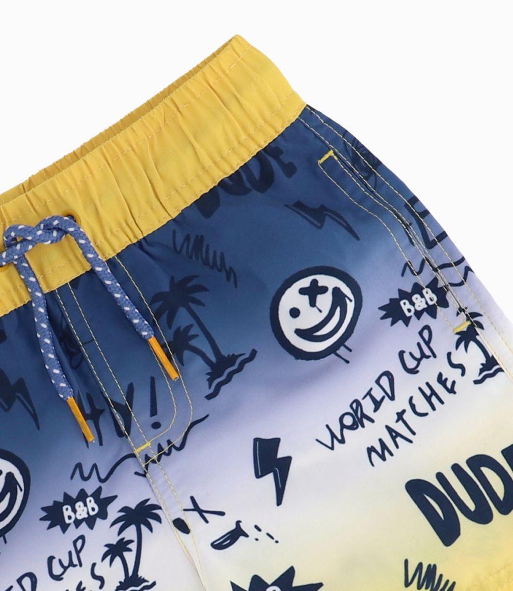 Traje De Baño Con Dibujos Niño Mostaza Black and Blue-2