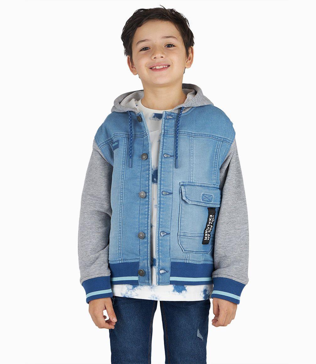 Chaqueta Niño Con Gorro Denim Celeste-0
