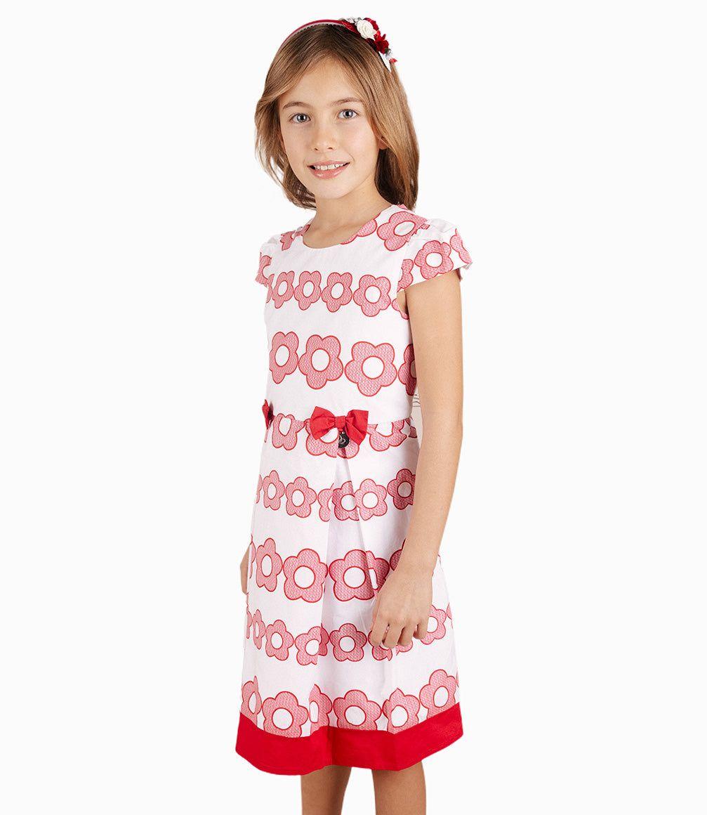 Vestido Niña Floreado Rojo-5