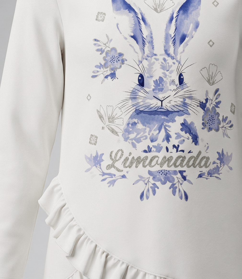 Polera manga larga niña conejo L11011270458 azul Limonada-2