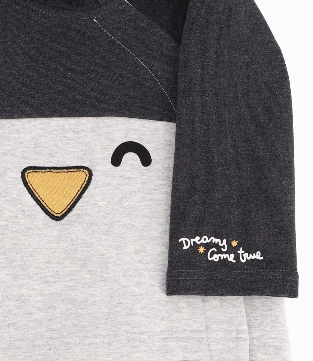 Conjunto Recién Nacido Pinguino Con Cierre Lateral B&B Gris-4