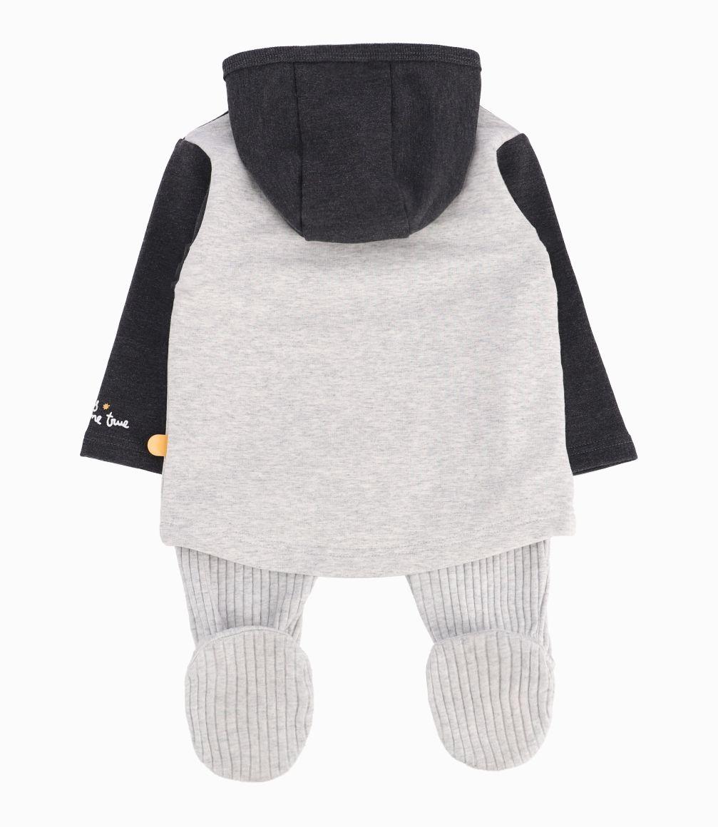 Conjunto Recién Nacido Pinguino Con Cierre Lateral B&B Gris-1