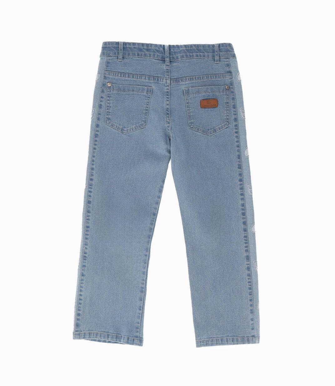 Jeans niña con corazones Celeste Limonada-1