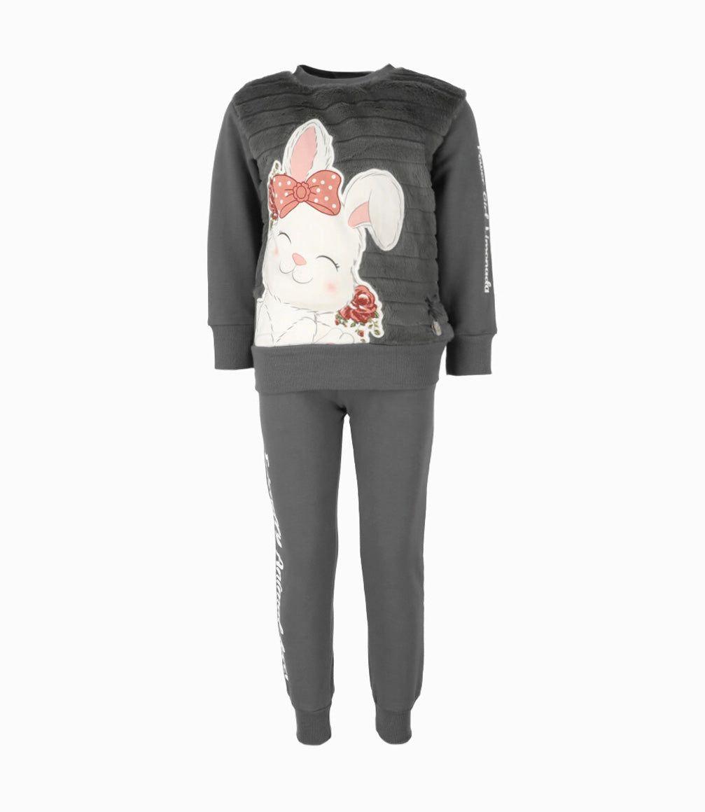 Conjunto niña de polerón y pantalón gris Limonada-0