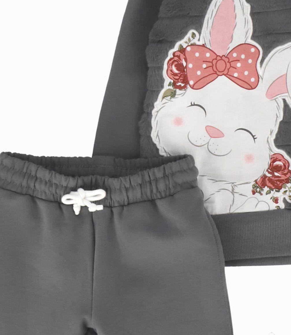 Conjunto niña de polerón y pantalón gris Limonada-2