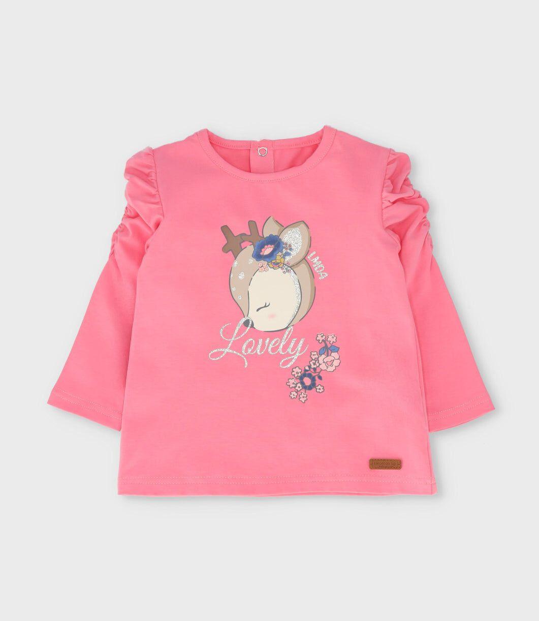 Polera manga larga bebé con ciervo coral Limonada-0