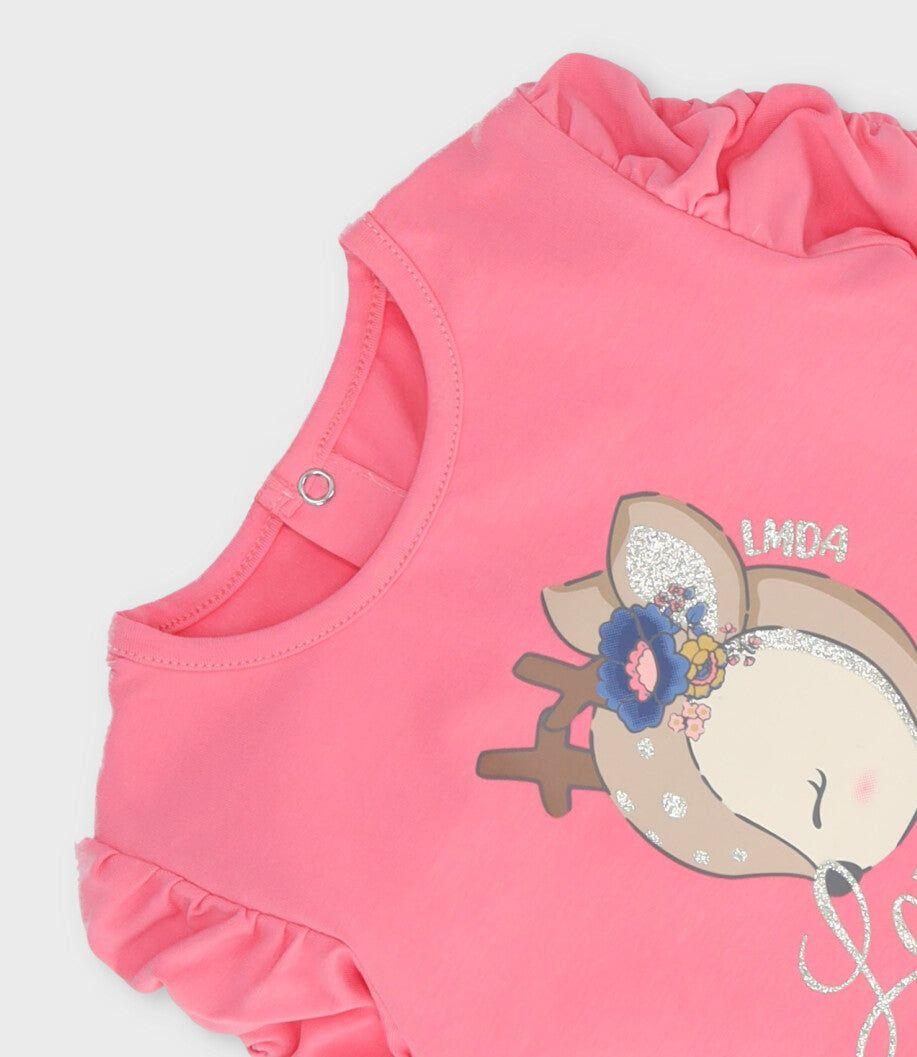 Polera manga larga bebé con ciervo coral Limonada-2