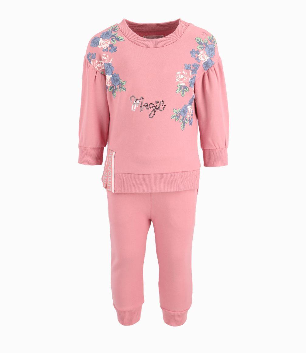 Conjunto Bebé Niña Con Flores Limonada Palo Rosa-0