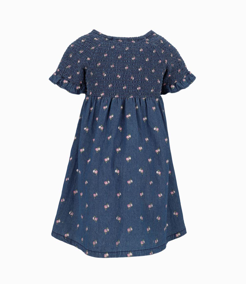 Vestido Fruncido Niña Denim Azul Limonada-1