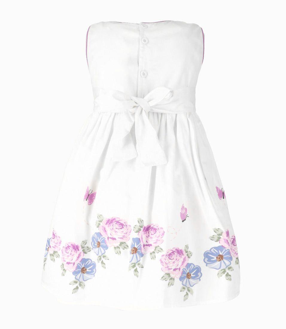 Vestido niña con flores crudo Limonada-2