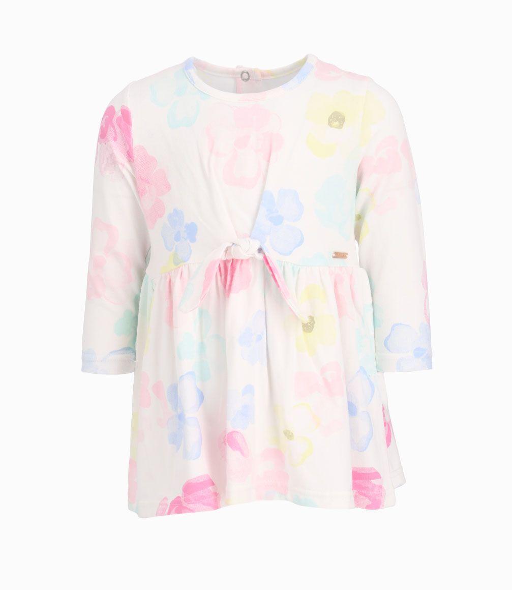 Vestido Con Nudo Bebé Niña Algodón Blanco 4 Kids-1