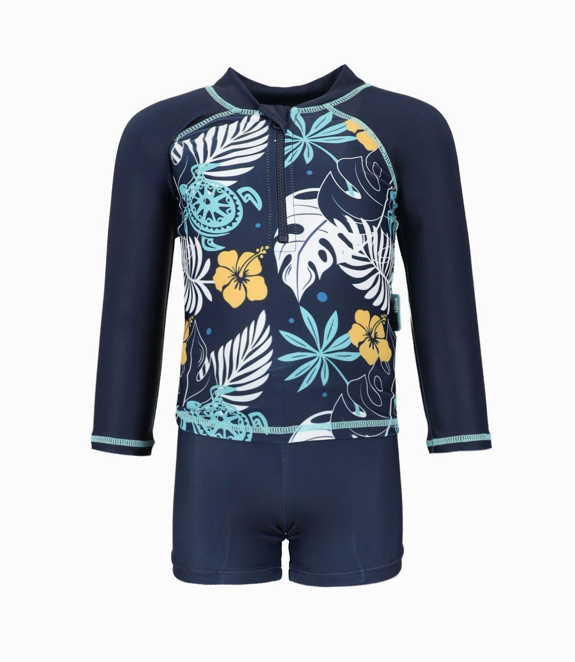 Traje de baño bebé con diseño azul marino Black and Blue-0