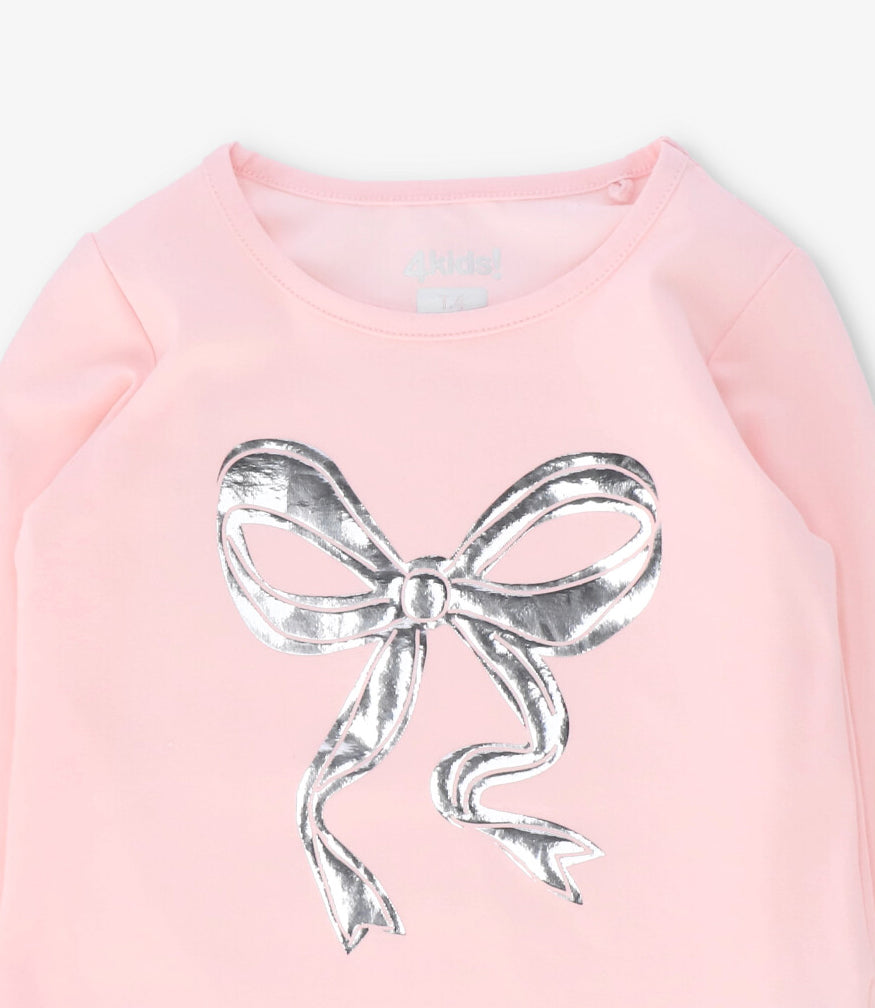 Polera manga larga niña con lazo rosado 4 Kids-2
