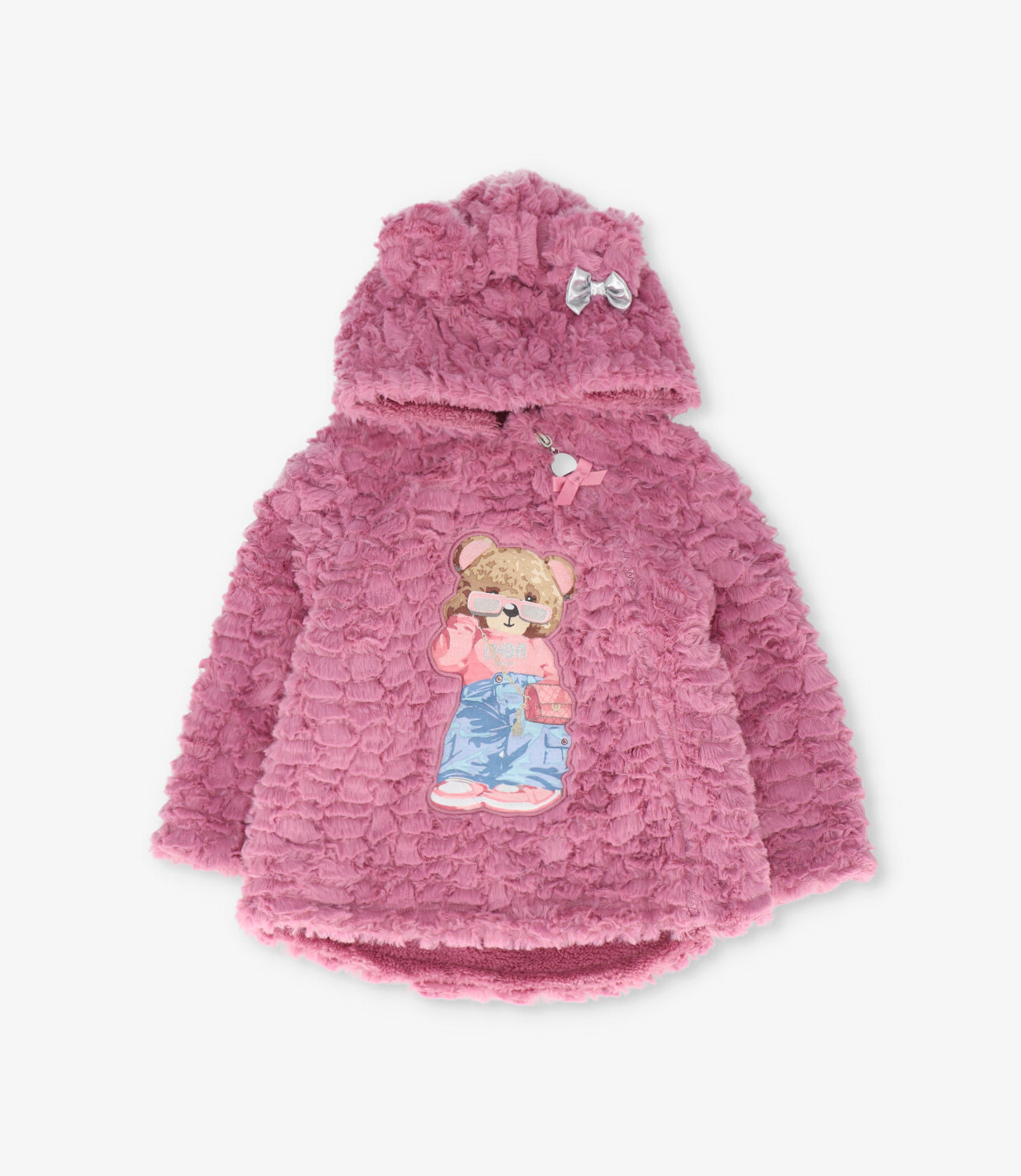 Chaqueta bebé con oso palo rosa Limonada-0