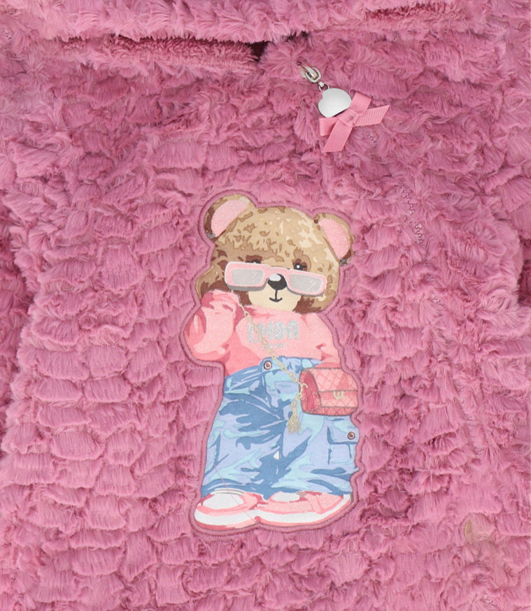 Chaqueta bebé con oso palo rosa Limonada-2