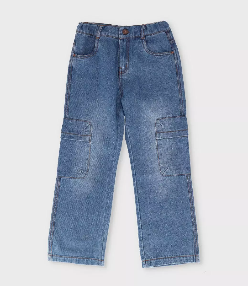 Jeans niño cargo celeste Black and Blue-0