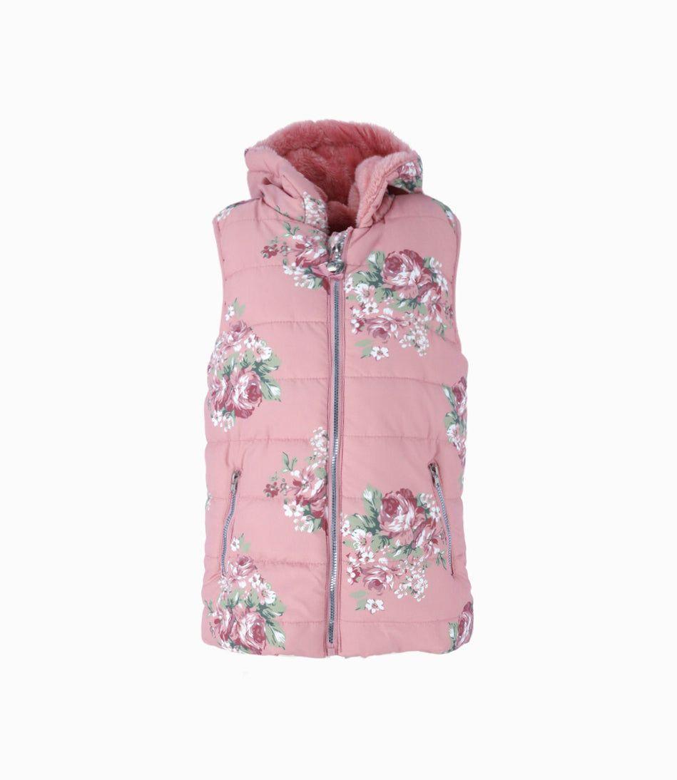 Parka niña floreada sin mangas palo rosa Limonada-0