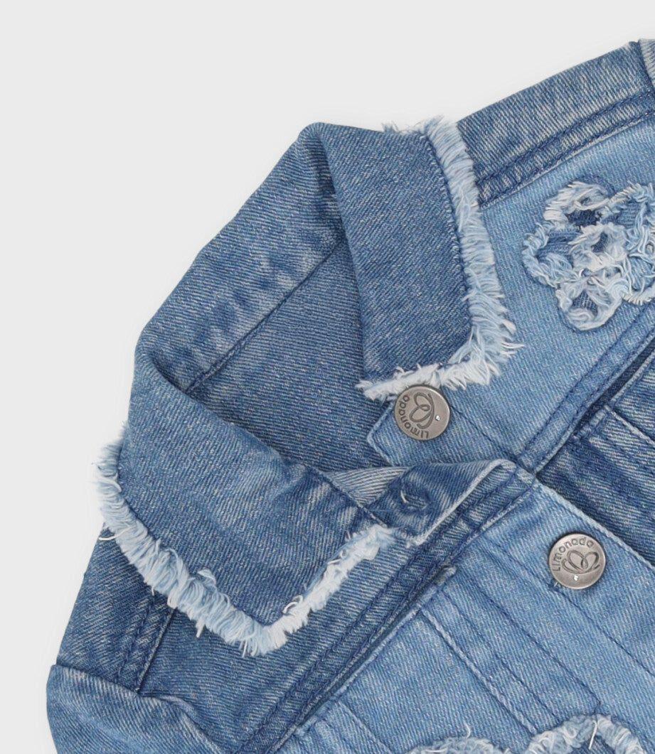 Chaqueta bebé con flores celeste Limonada-2