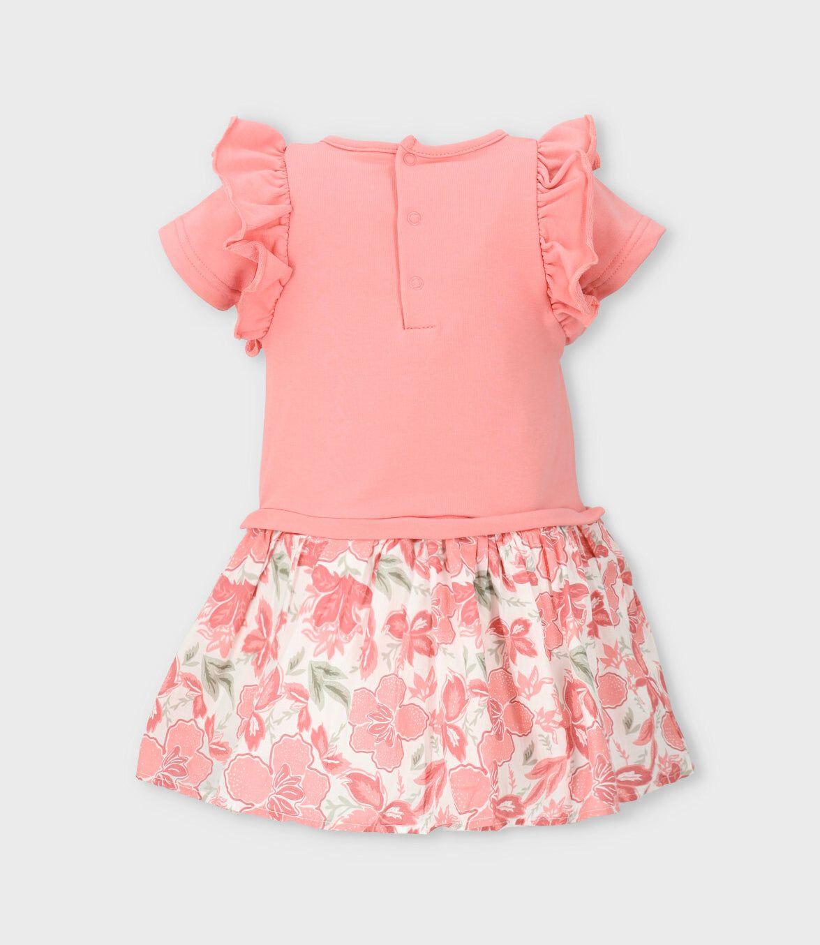 Vestido bebé con flores y estampado coral Limonada-2