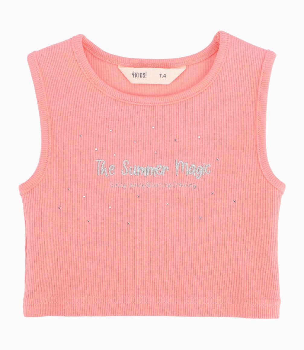 Polera Niña Sin Mangas Rosado-9