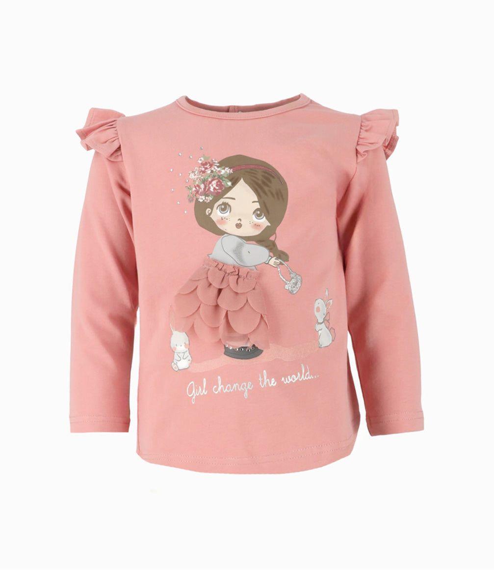 Polera bebé con vuelos palo rosa Limonada-0