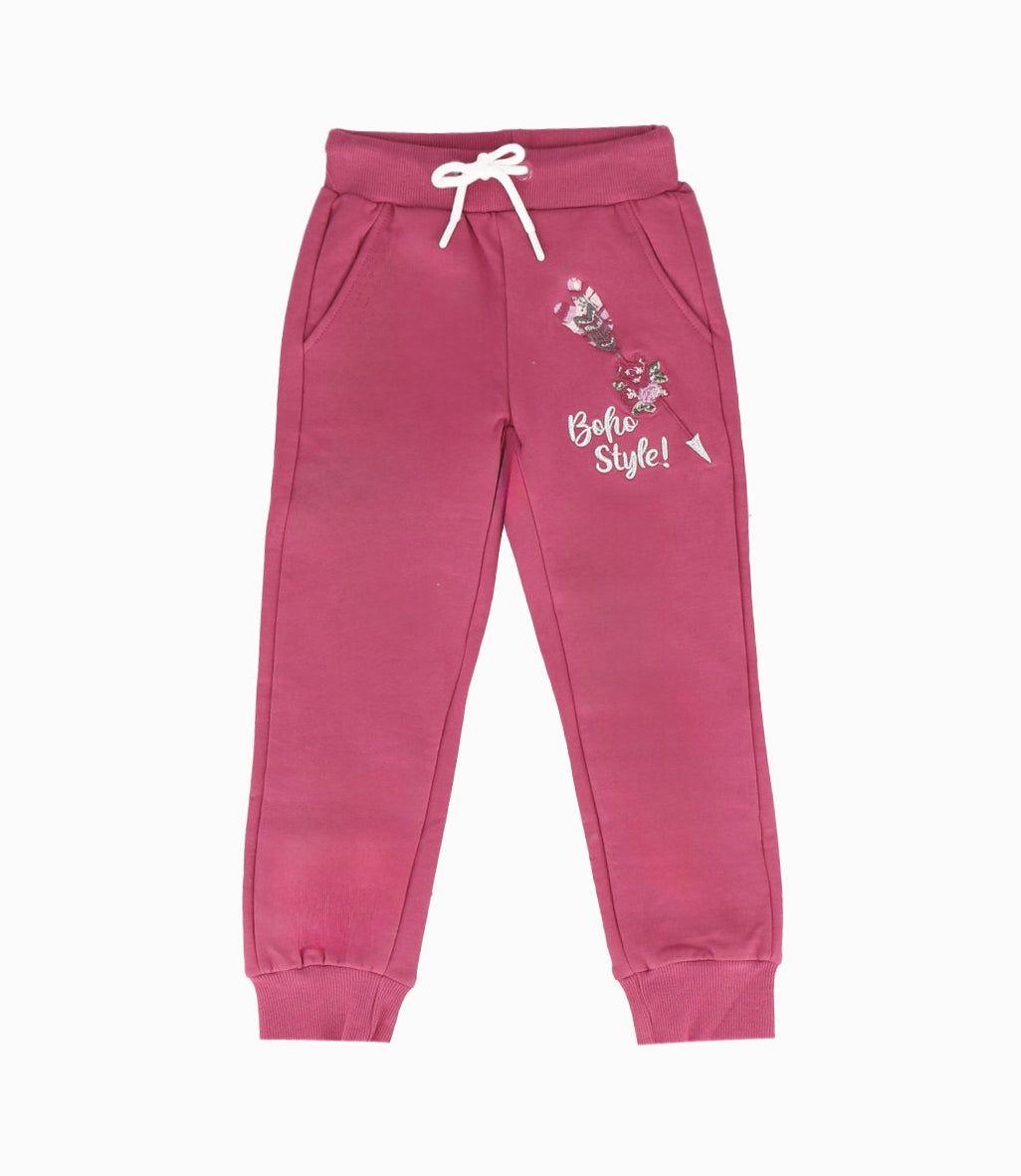 Pantalón de buzo niña con bordado burdeo Limonada-0