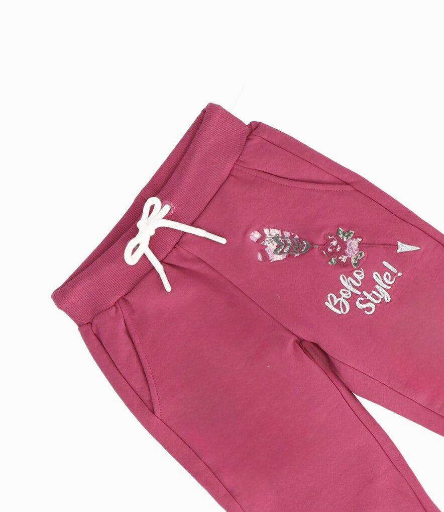 Pantalón de buzo niña con bordado burdeo Limonada-2