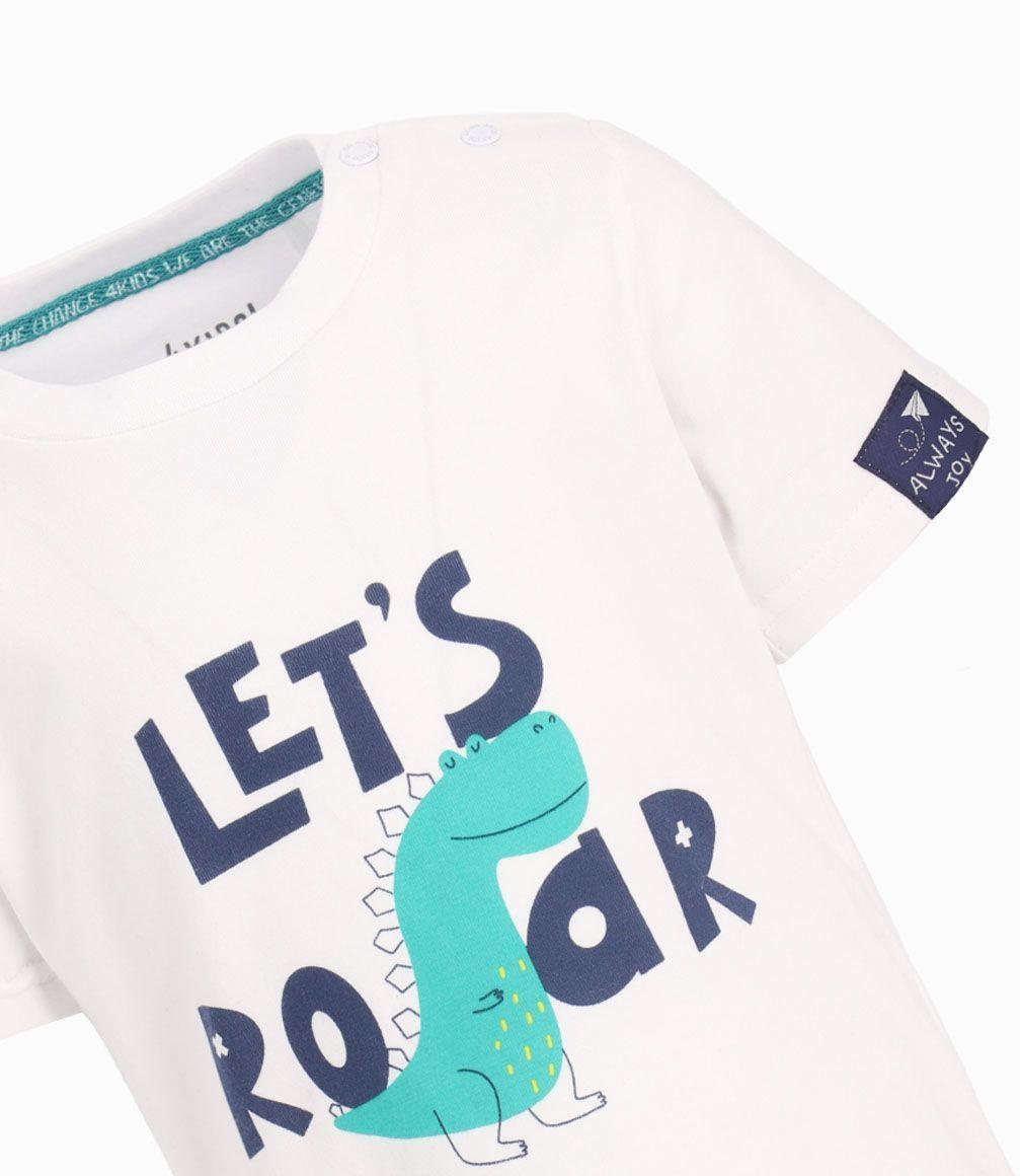 Polera Con Estampado De Dinosaurio Bebé Niño Blanco 4 Kids-1