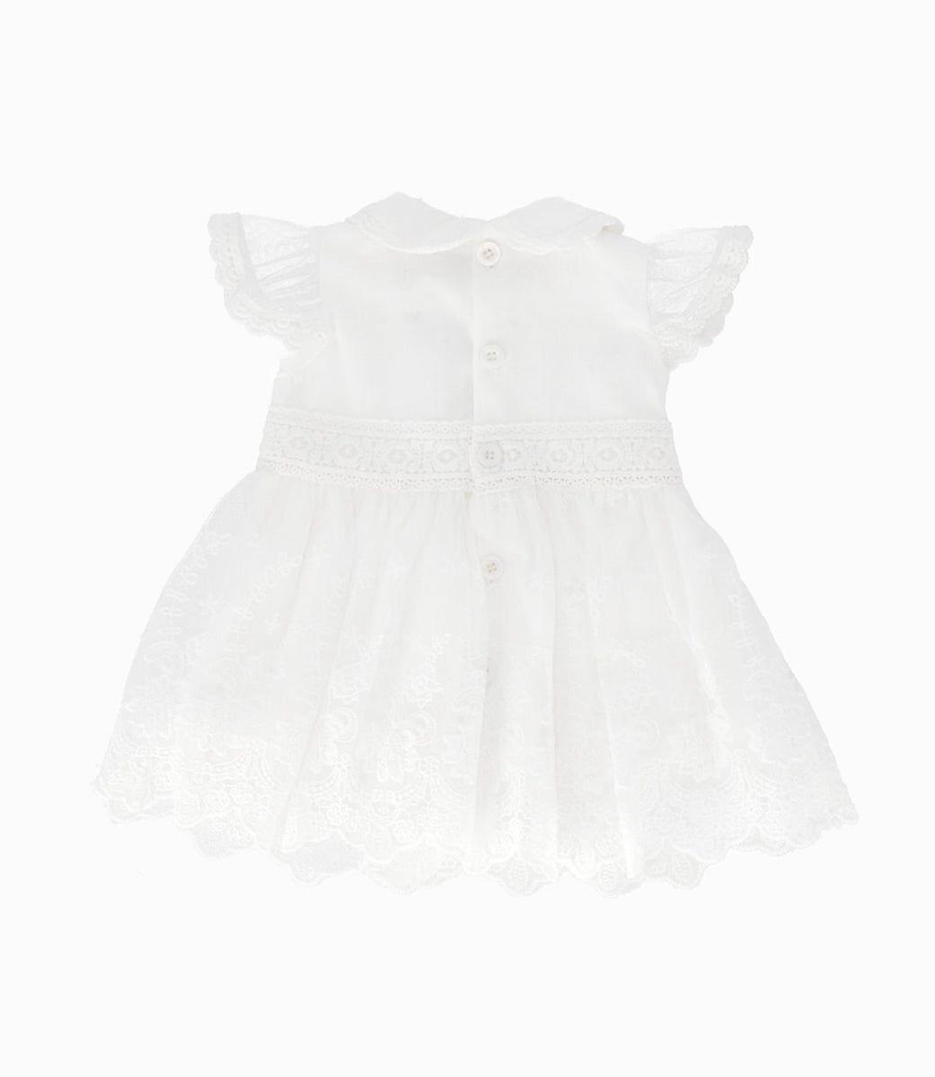 Vestido recién nacida de tul crudo Limonada-2