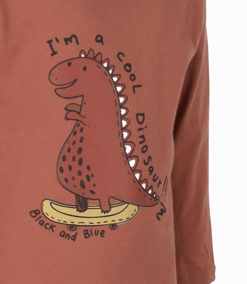 Polera bebés con dinosaurio terracota Black and Blue-2
