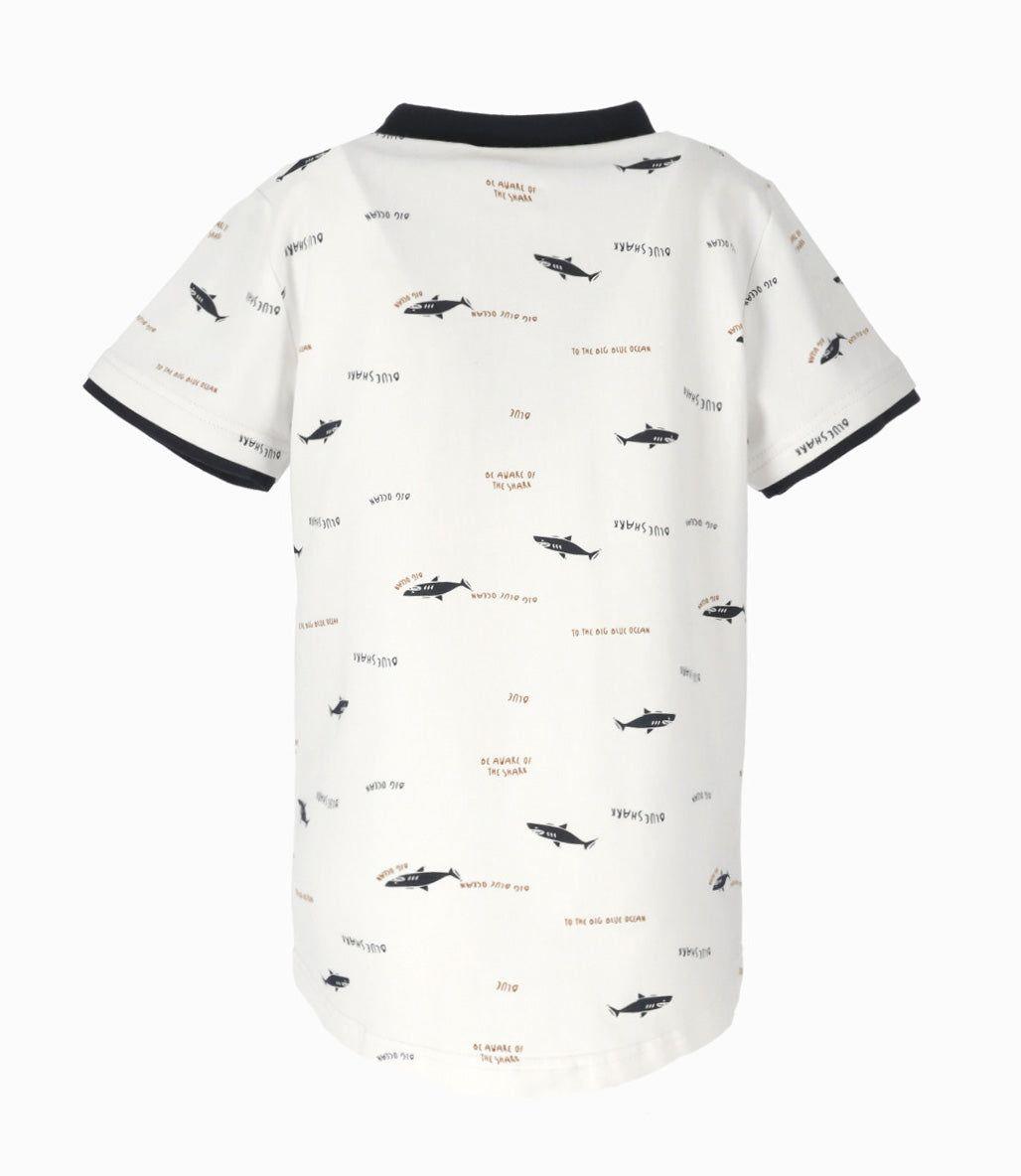 Polera manga corta niño con tiburones blanco Black and Blue-2