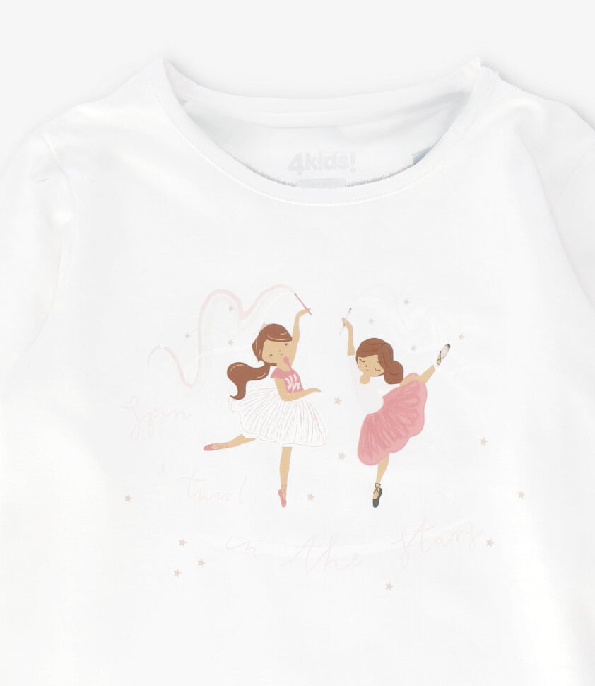 Polera manga larga niña bailarinas crudo 4 Kids-2