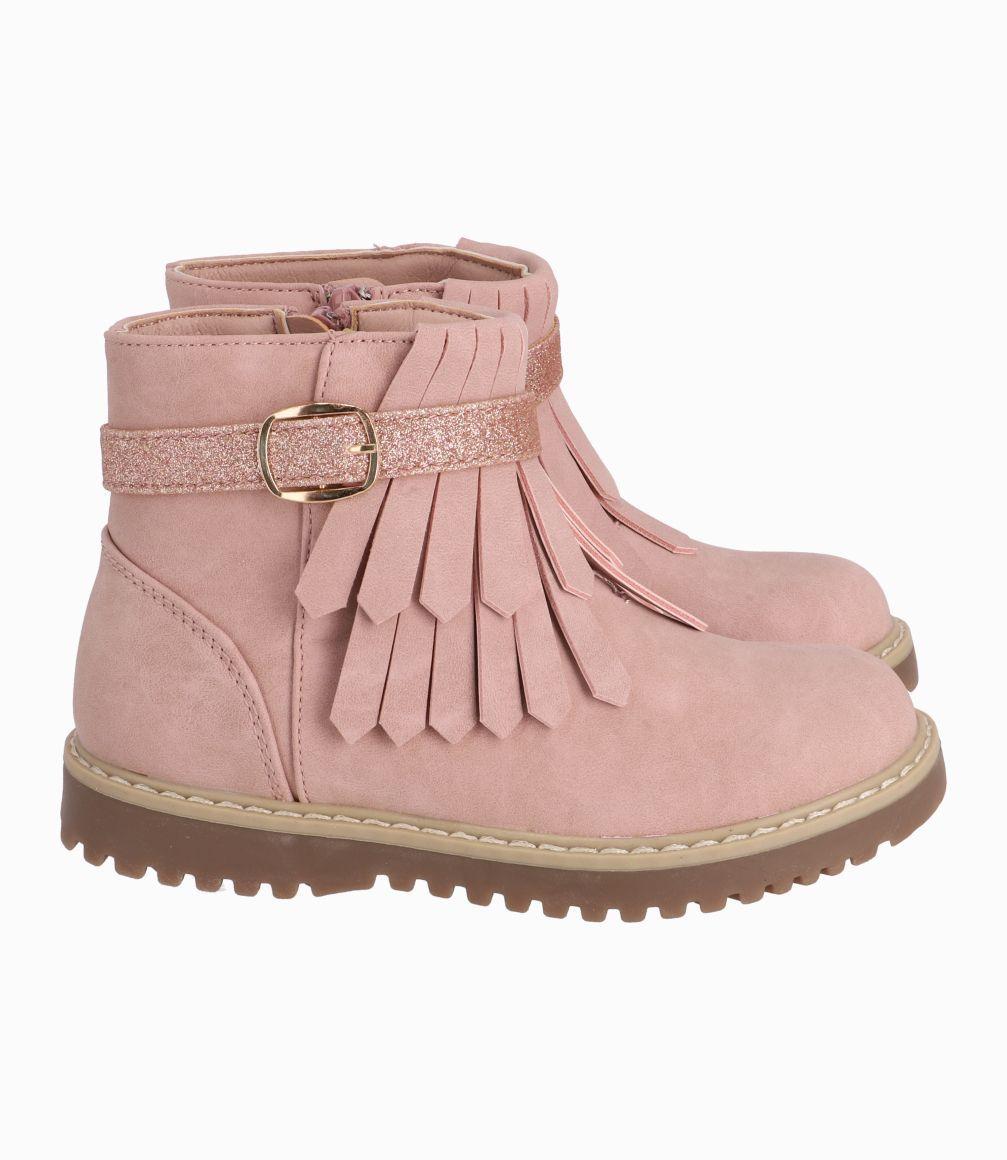 Bota Bebé Niña Con Flecos Y Estrella Rosado-1