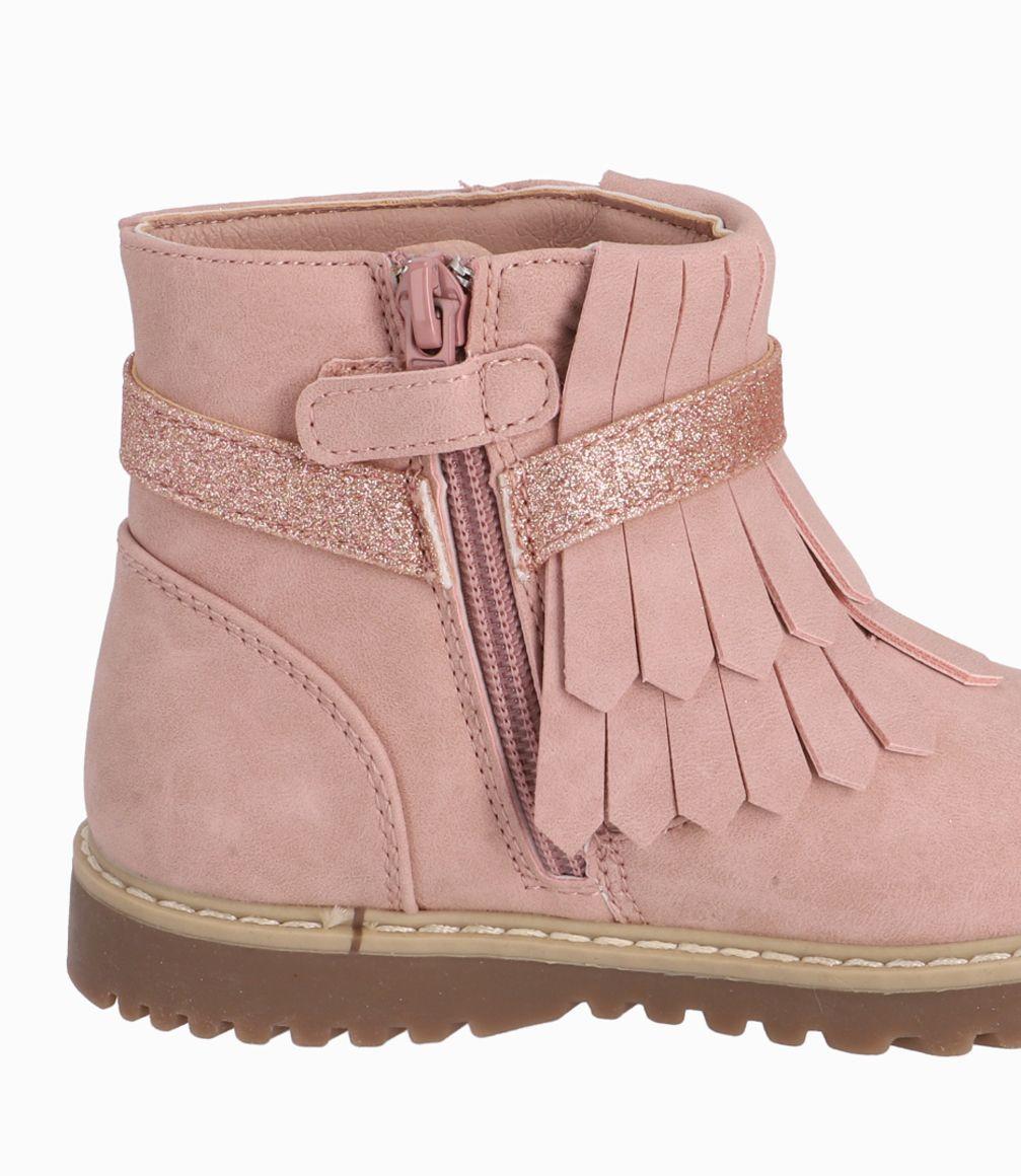 Bota Bebé Niña Con Flecos Y Estrella Rosado-3