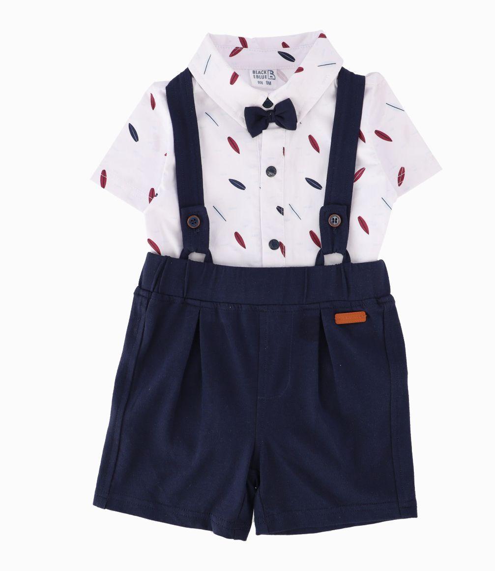 Conjunto Recién Nacido Formal Black and Blue Blanco-0