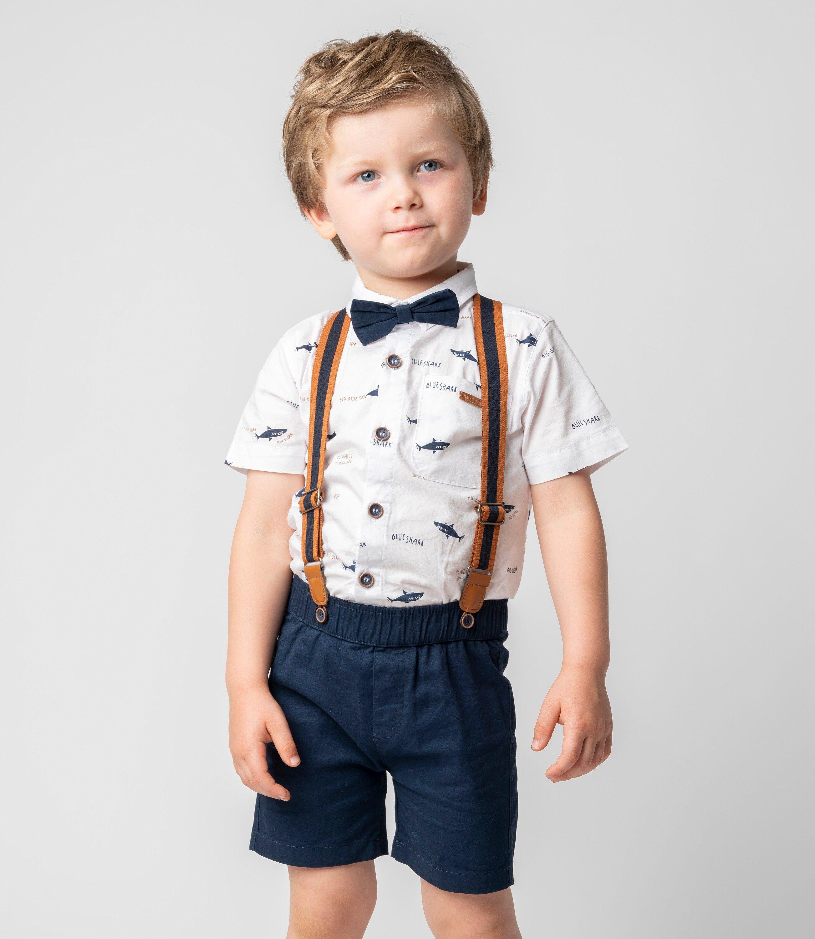 Conjunto bebé de camisa y bermudas blanco Black and Blue-0