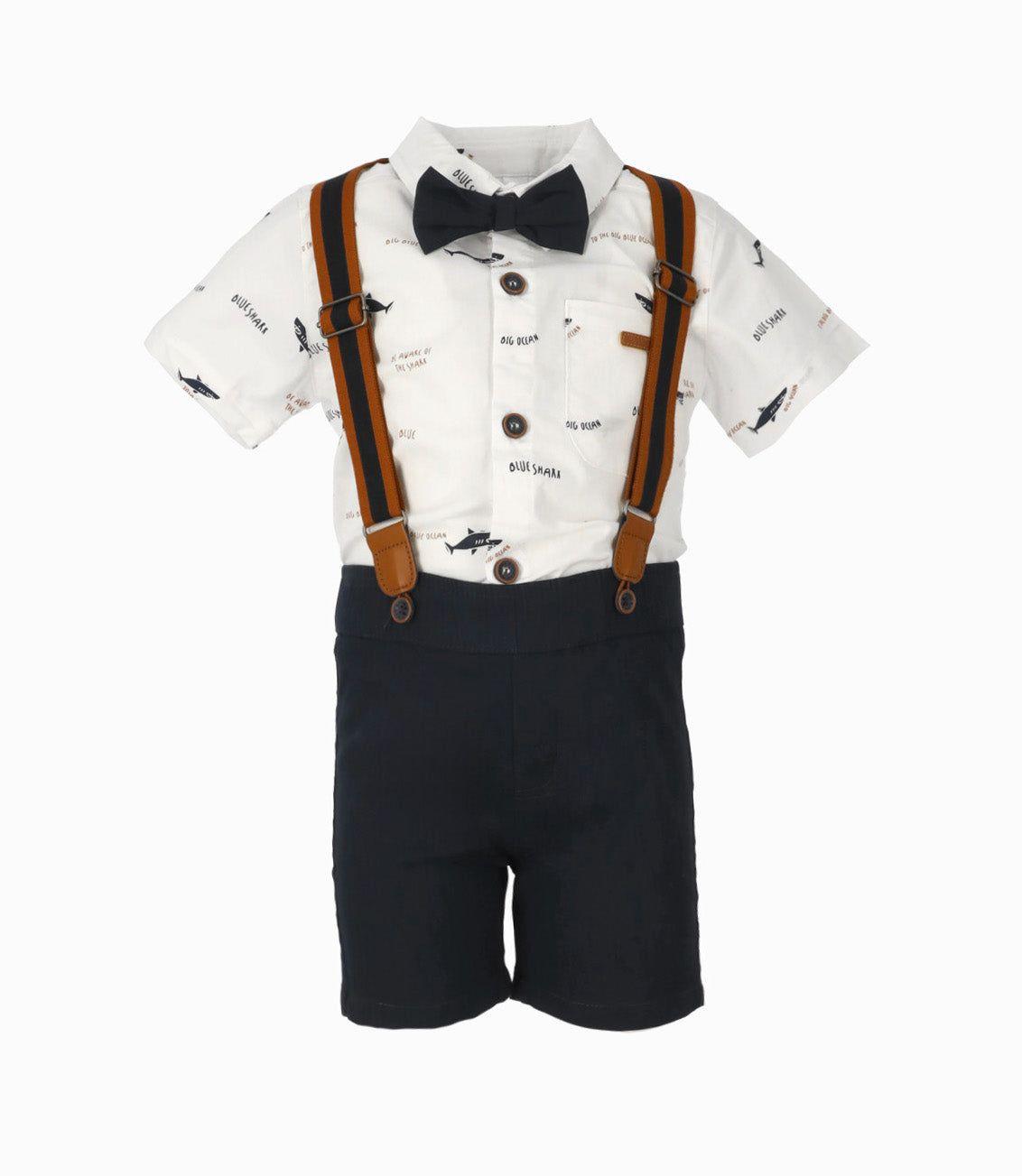 Conjunto bebé de camisa y bermudas blanco Black and Blue-1