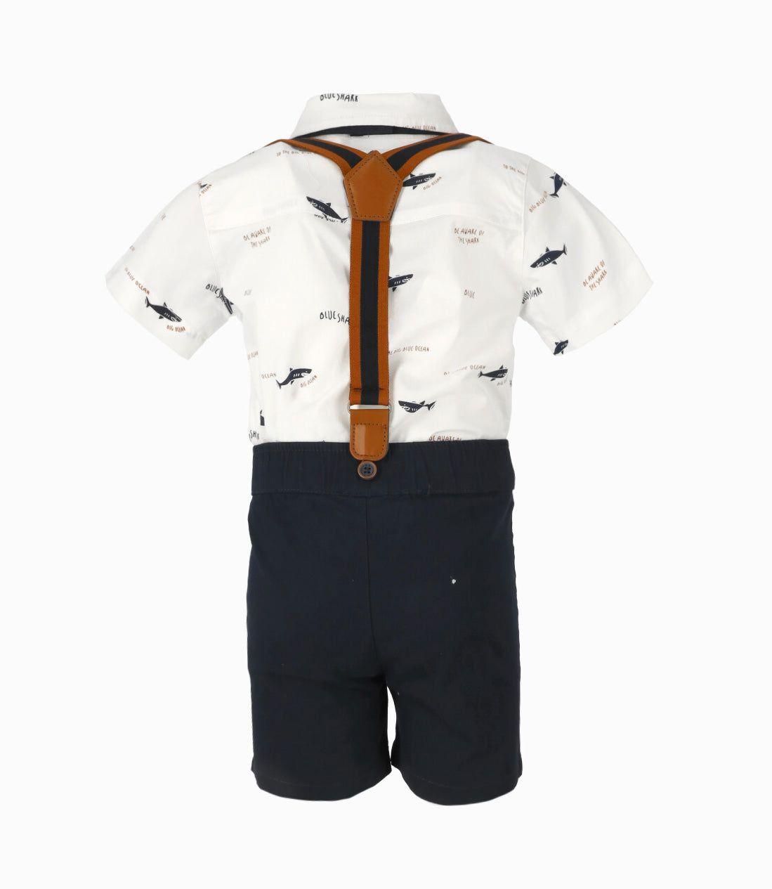 Conjunto bebé de camisa y bermudas blanco Black and Blue-2