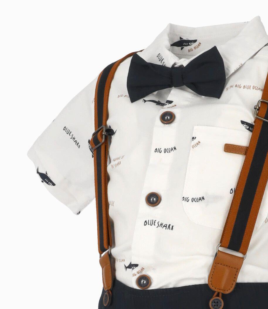 Conjunto bebé de camisa y bermudas blanco Black and Blue-3