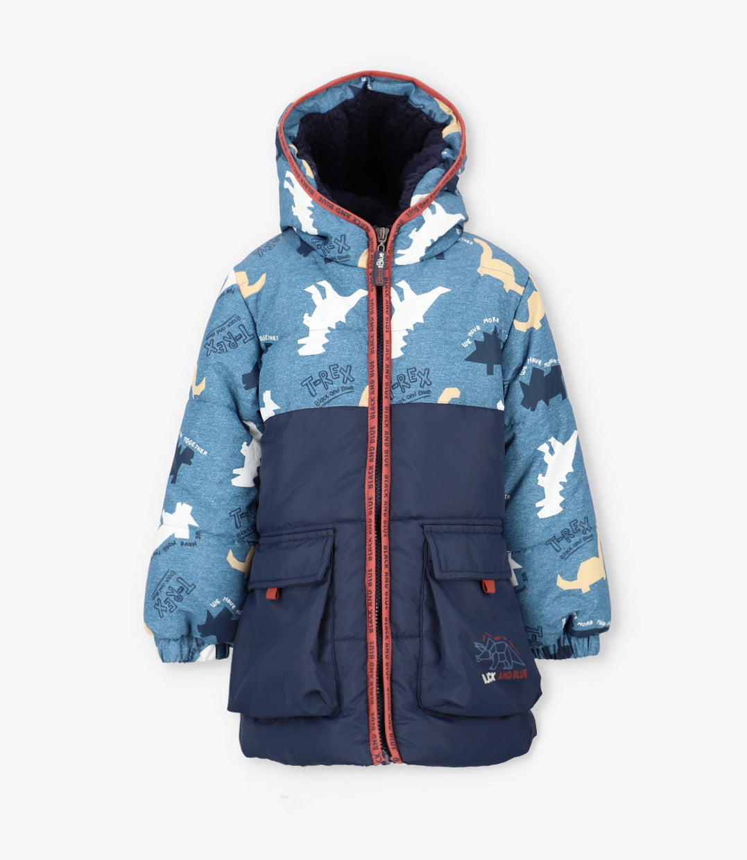 Parka niño repelente al agua azul piedra Black and blue-2