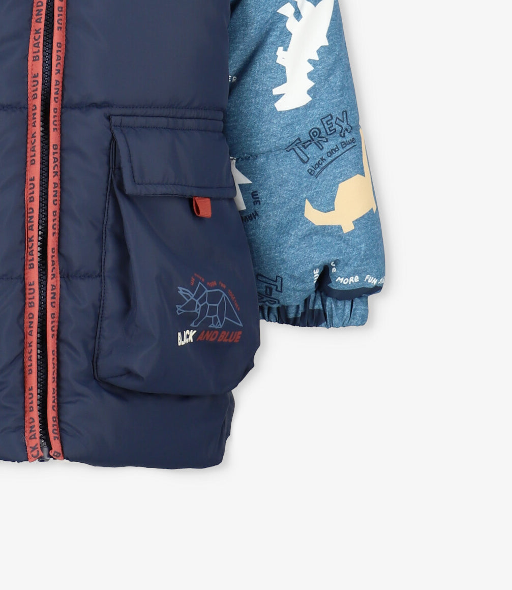 Parka niño repelente al agua azul piedra Black and blue-4