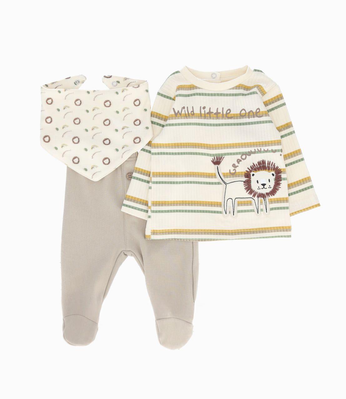 Conjunto recién nacido con babero beige 4 Kids-0