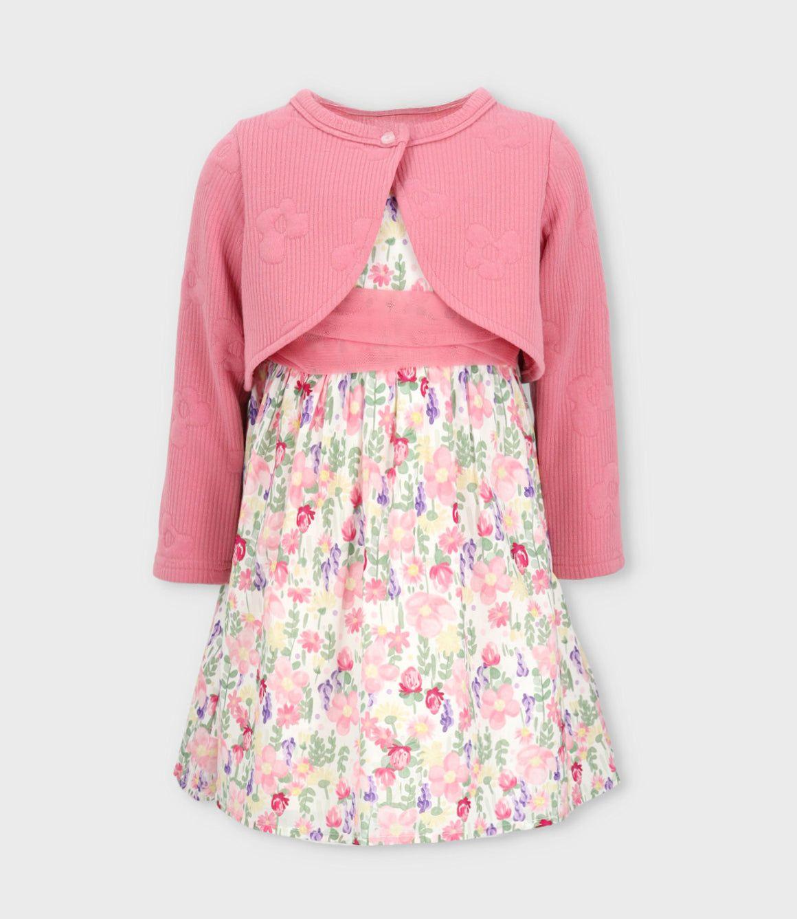 Vestido niña floreado con bolero crudo Limonada-0
