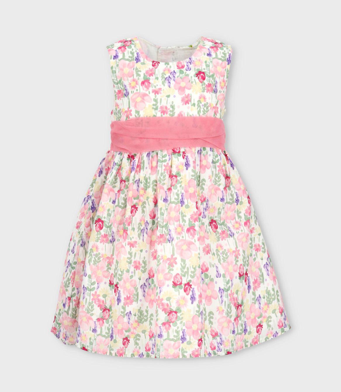 Vestido niña floreado con bolero crudo Limonada-2