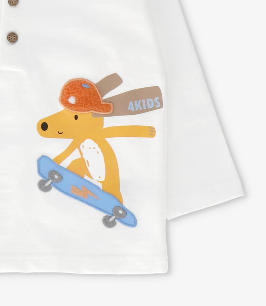 Polera manga larga bebé con perrito crudo 4 Kids-2