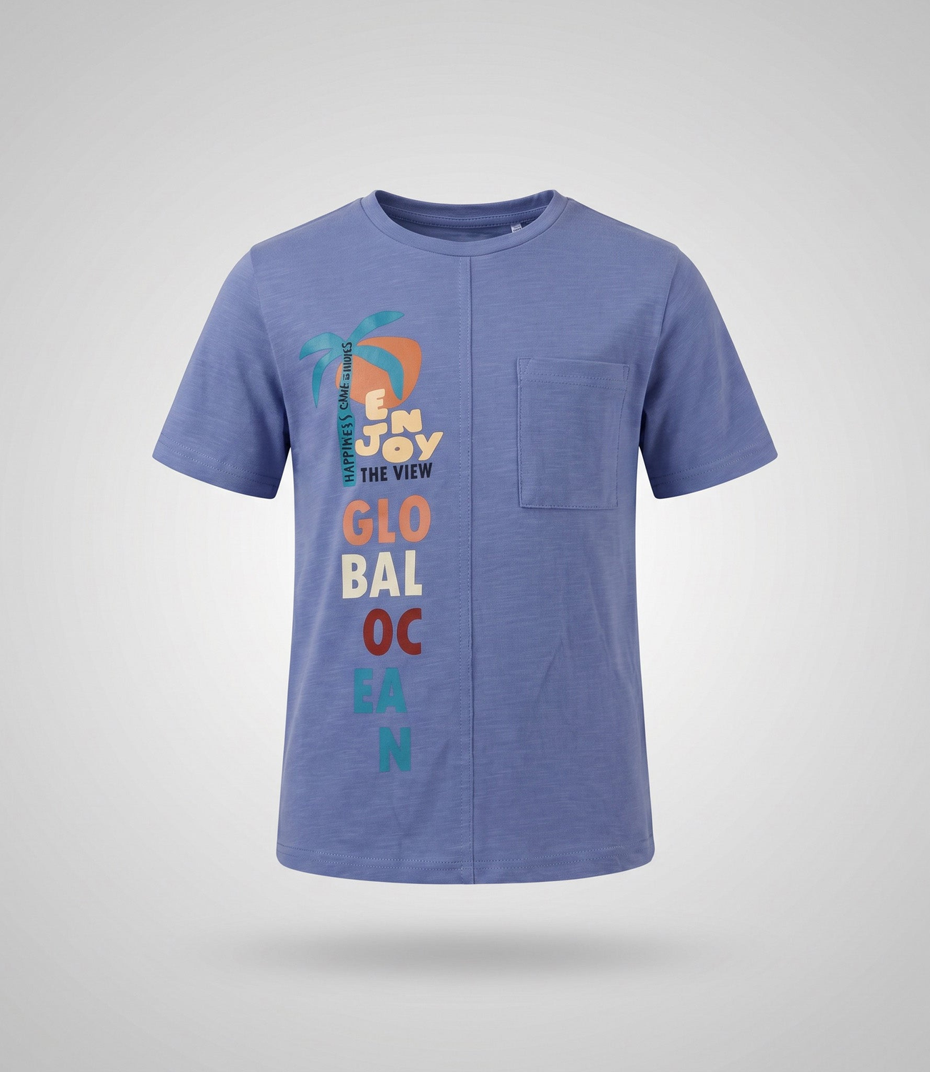 Polera manga corta niño  B11021270160 azul  Black and blue-1