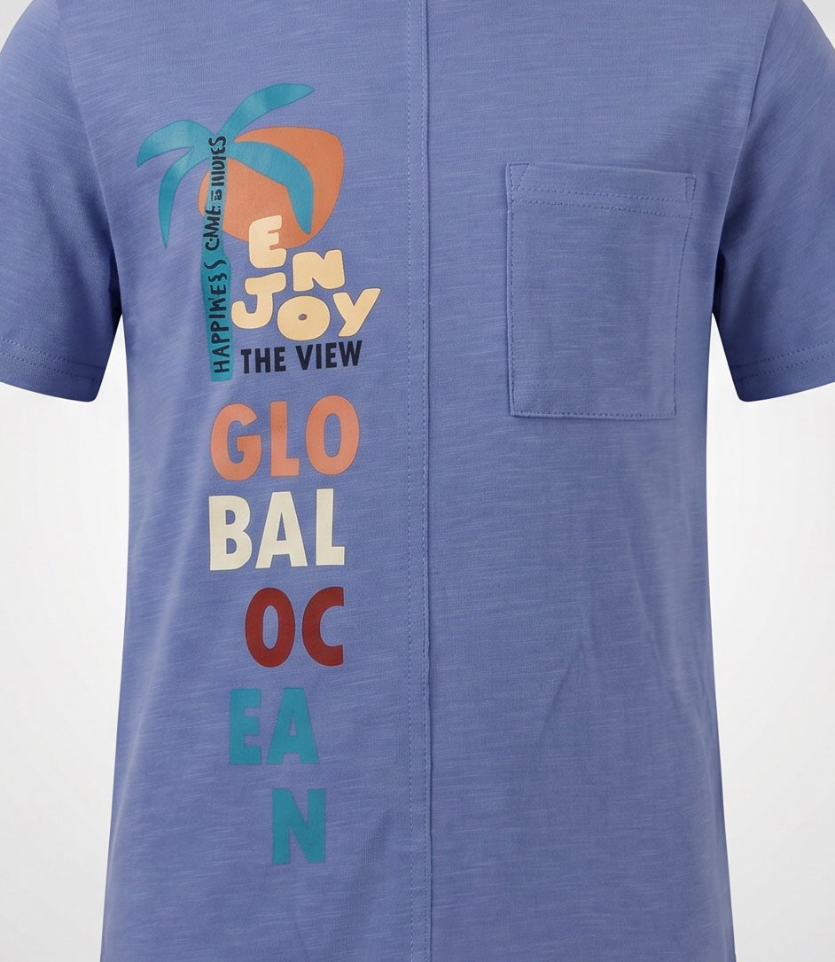 Polera manga corta niño  B11021270160 azul  Black and blue-3