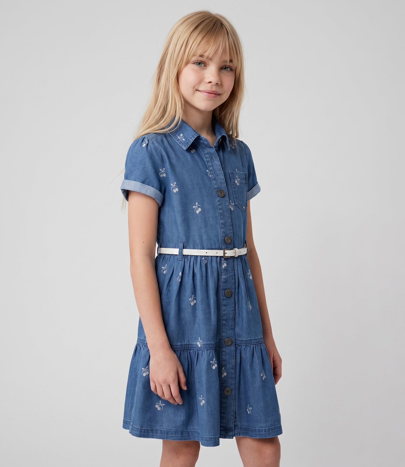 Vestido manga corta niña  L11131270474 denim cel Limonada-0